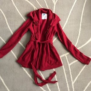 Red Tie Waist Cardigan